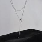 Geometric Pendant Layered Stainless Steel Necklace 1 Pc - Silver - One Size