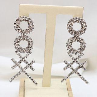 Geometric Rhinestone Dangle Earring 1 Pair - As Shown In Figure - One Size