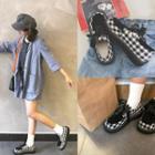 Round-toe Plaid Panel Bow-tied Sneakers