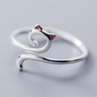 925 Sterling Silver Cat Open Ring Ring - One Size