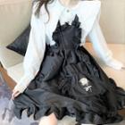 Rose Crossbody Bag / Ruffled Pinafore Dress / Long-sleeve Blouse