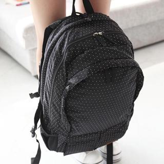 Dotted Nylon Backpack Black, White - One Size