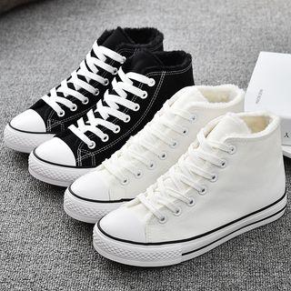 Fleece Lined High Top Lace Up Sneakers