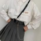 Faux Leather Belt With Suspender Black - One Size