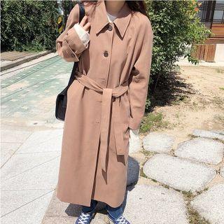 Single-breasted Trench Coat With Sash One Size
