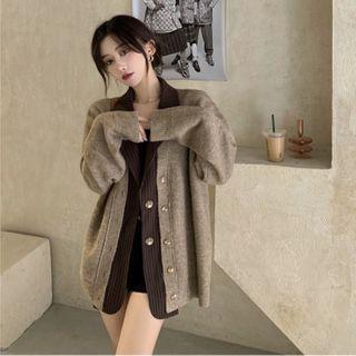Mock Two Piece Striped Blazer Cardigan