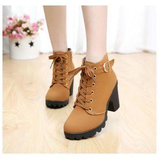 Heel Lace Up Ankle Boots