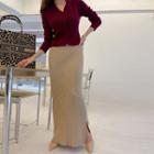 Slit-back Maxi Ribbed-knit Skirt