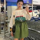 3/4-sleeve Long Print T-shirt / Mini Skirt