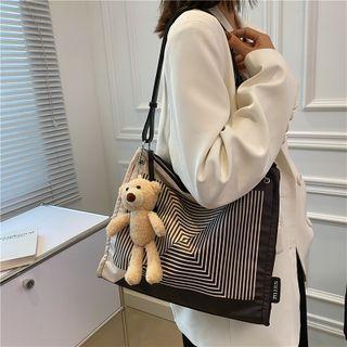 Striped Nylon Tote Bag