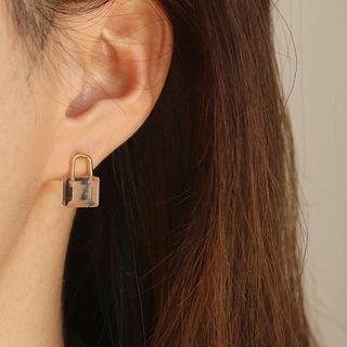 Cube Drop Earring 1 Pair - Gold & Transparent - One Size