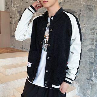 Two-tone Corduroy Baseball Jacket