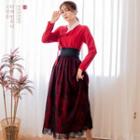 Modern Hanbok Long-sleeve Top In Red