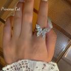Rhinestone Butterfly Open Ring Butterfly - One Size