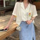 Short-sleeve Tulip Embroidered Shirt