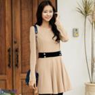 Contrast-trim A-line Dress