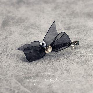 Mesh Bow Hair Clip Black - One Size