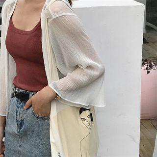 Plain Loose-fit Chiffon Jacket