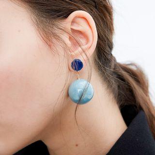 Non-matching Bead Dangle Earring 1 Pair - Non-matching - Tangerine & Blue - One Size