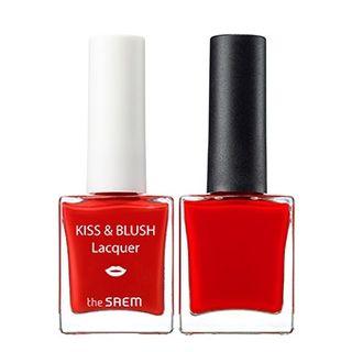 The Saem - Kiss & Blush Lip Lacquer + Nail Set (#or01 Dangerous)