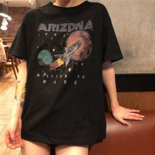 Lettering Planet Print T-shirt