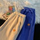 High-waist Fruit Embroidered Sweatpants
