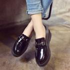 Faux Patent Leather Platform Loafers