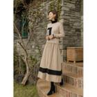 Knit-panel Color-block Maxi Dress