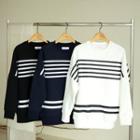 Pile-lined Striped Sweatshirt