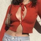 Lace Up Cropped Cardigan