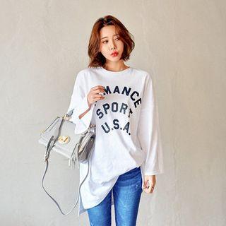 Long-sleeve Letter Print T-shirt