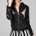 Faux-leather Embroidered Jacket