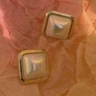 Square Faux Pearl Earring 1 Pair - S925 - Silver - Ear Stud Earring - Gold - One Size
