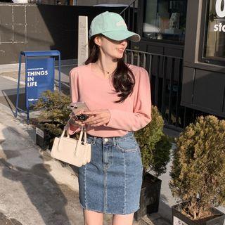 Seam-trim Denim Miniskirt