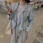 Zipped Denim Jacket Jacket - One Size