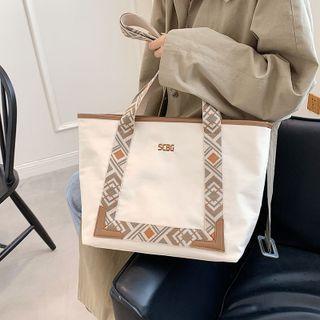 Argyle Print Canvas Tote Bag
