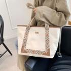 Argyle Print Canvas Tote Bag