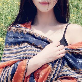 Tasseled Printed Scarf As Shown In Figure - One Size