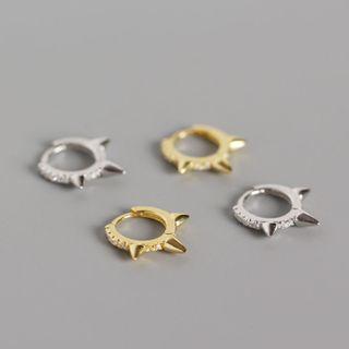 925 Sterling Silver Rhinestone Punk Hoop Earring