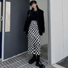 Checkered Midi Pencil Skirt