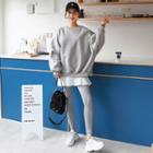 Set: Fleece-lined Sweatshirt + Inset Miniskirt Leggings