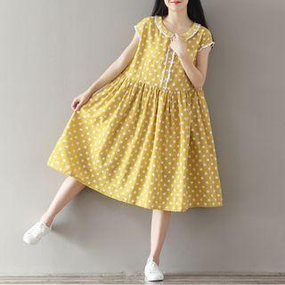 Cap-sleeve Dotted Dress