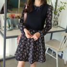 Mock Two-piece Floral Flare Dress