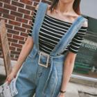 Off-shoulder Slim-fit Stripe Top