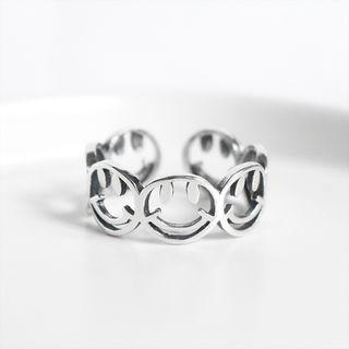 925 Sterling Silver Smile Open Ring Smiley Face - Silver - One Size