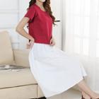 Set: Two-tone Short-sleeve T-shirt + Skirt