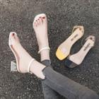 Block-heel Transparent Ankle Strap Sandals