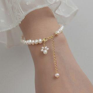 Pearl Sterling Silver Bracelet 1 Pc - Gold - One Size