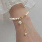 Pearl Sterling Silver Bracelet 1 Pc - Gold - One Size
