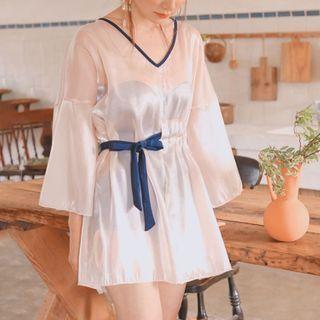 Set: Cover-up Dress + Cutout-back Swimsuit